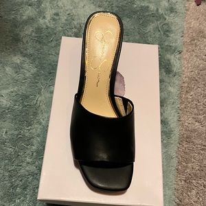 Black leather heels Jessica Simpson